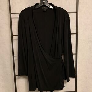 Emme True Wrap Blouse Plus Size 1‎ Black
